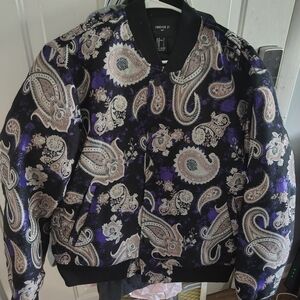 Forever 21 Paisley Print Jacket in Black and Purple